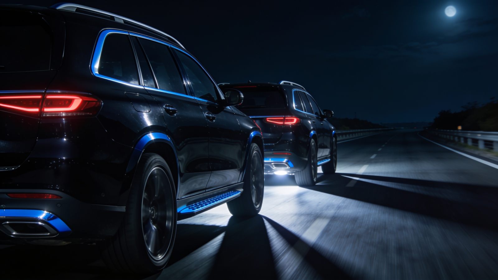 Secure convoy escorting high-value assets at night